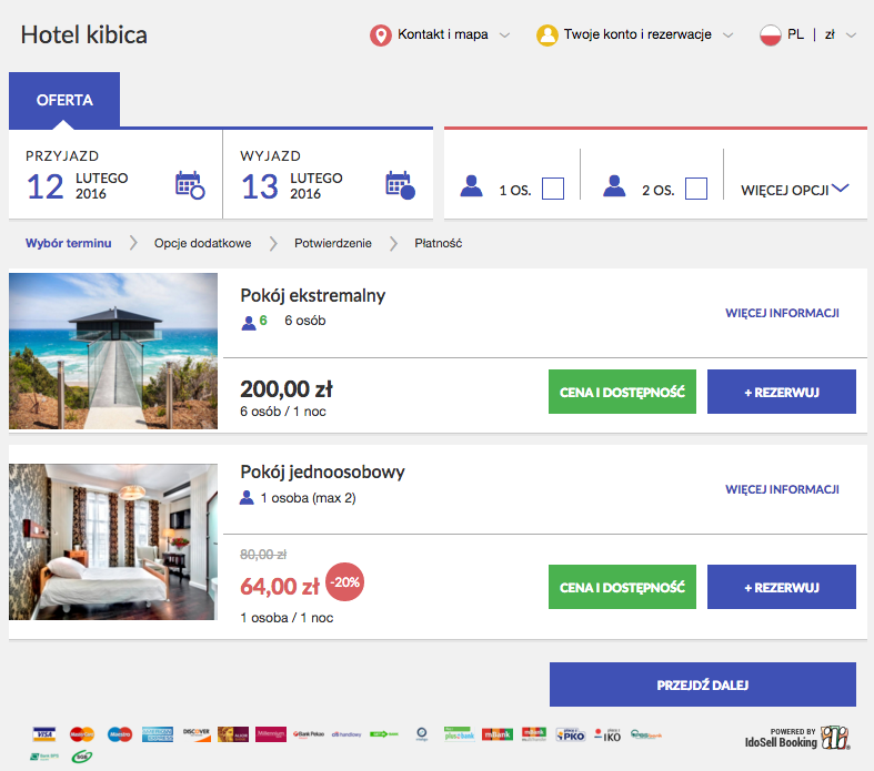 Prezentacja oferty w Kalendarzu rezerwacji (Widget)
