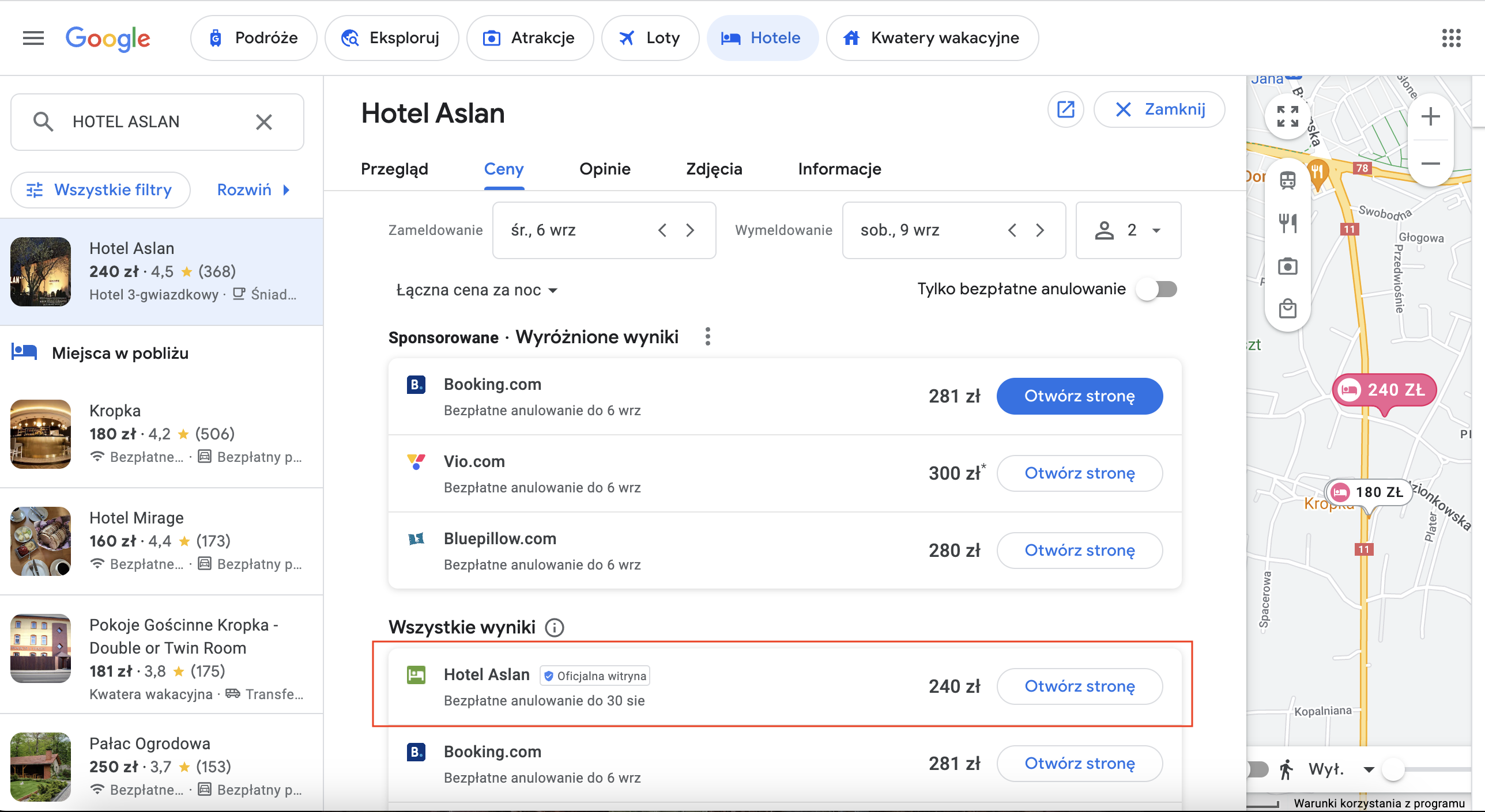 Wygląd integracji z Google - Wygląd integracji z Google