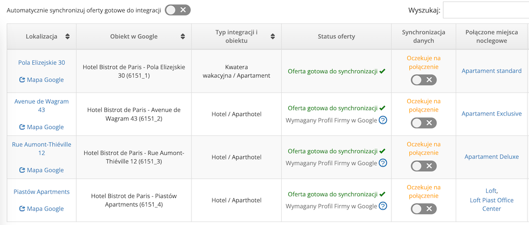 Włączenie integracji z Google - Włączenie integracji z Google