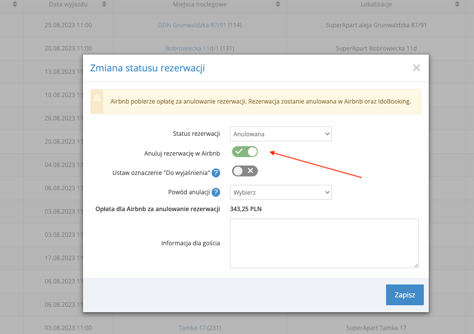 Możliwość anulowania rezerwacji z Airbnb z poziomu panelu IdoBooking - Możliwość anulowania rezerwacji z Airbnb z poziomu panelu IdoBooking