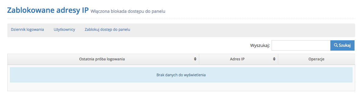 Lista zablokowanych numerów IP