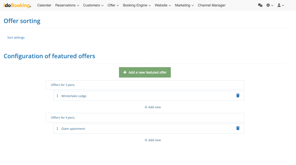 Offer-highlighting configuration in IdoBooking
