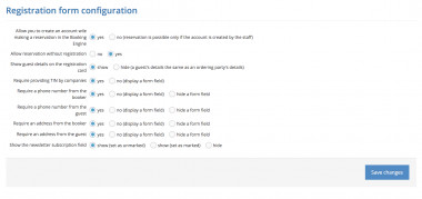 Configuration in the admin panel