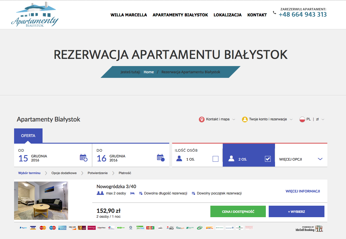 Widget rezerwacji - Apartamenty Białystok
