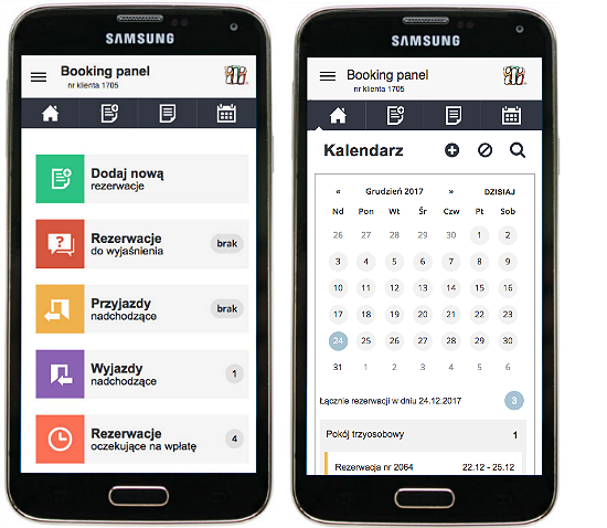 Aplikacja mobilna panelu na telefonie Samsung 