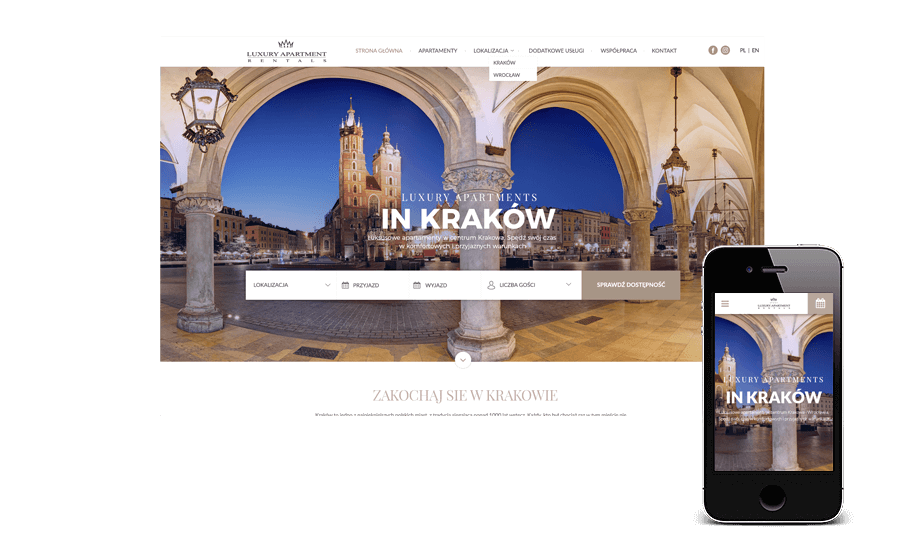 Strona internetowa i system rezerwacji apartamentu z Krakowa