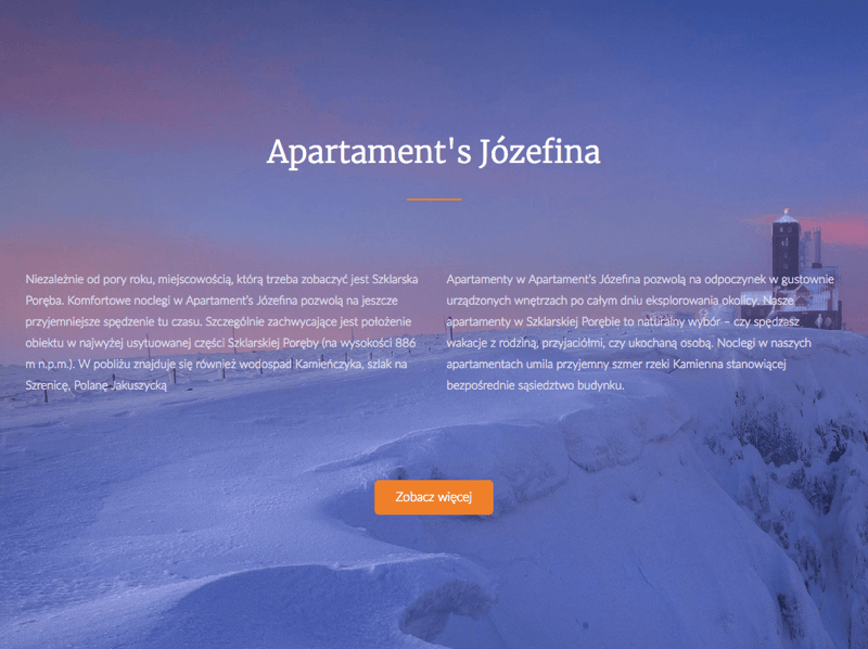 Apartament's Józefina projekt nowej strony dla apartamentów