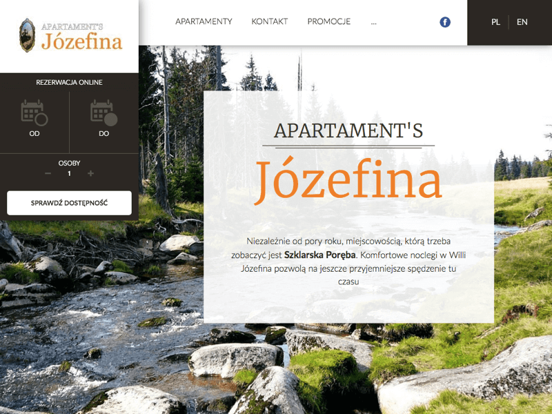 Wdrożenie strony internetowej dla Apartament's Józefina