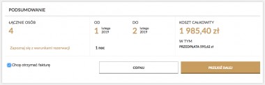 Okno podsumowania rezerwacji w Kalendarzu rezerwacji (Widget)