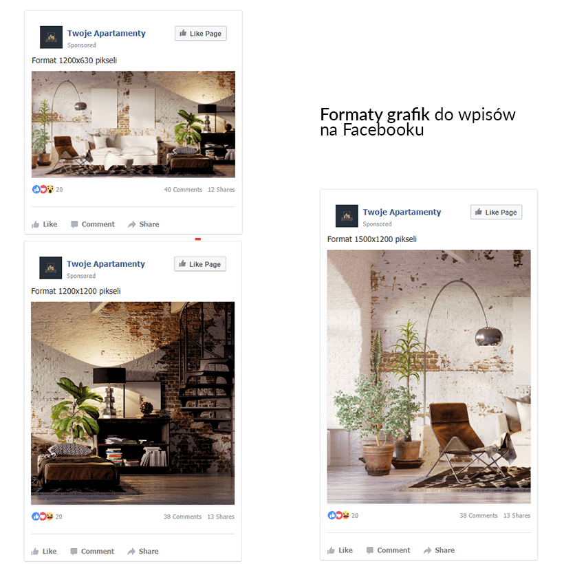 formaty grafik na profil Facebooka Apartamentów