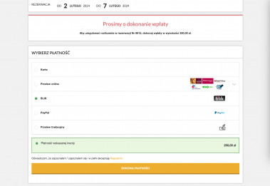 Prośba o dopłatę IdoBooking
