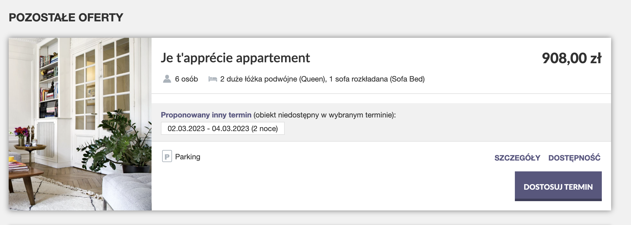 Proponowane daty w booking engine