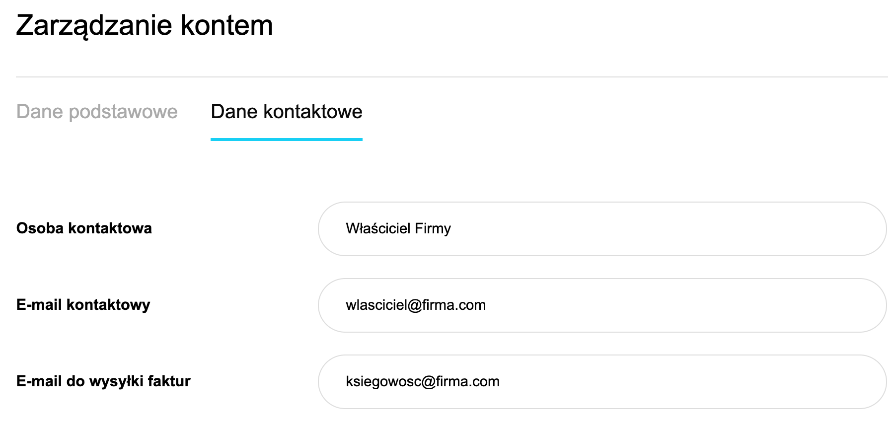 Konfiguracja maila do faktur