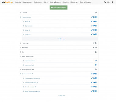 Filtering in Booking Engine