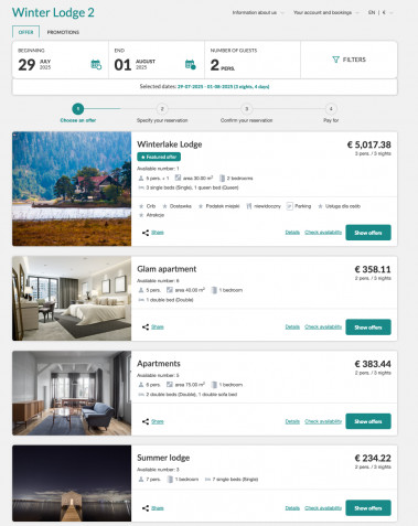 Highlighted offer in Booking Engine from IdoBooking