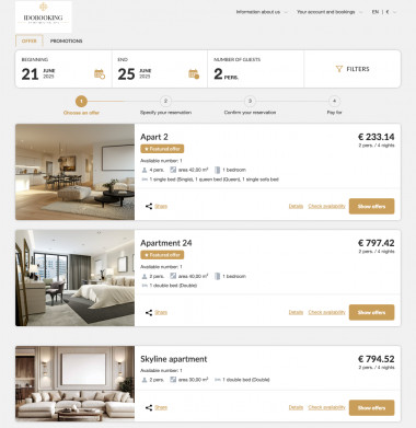 Highlighted offer in Booking Engine from IdoBooking