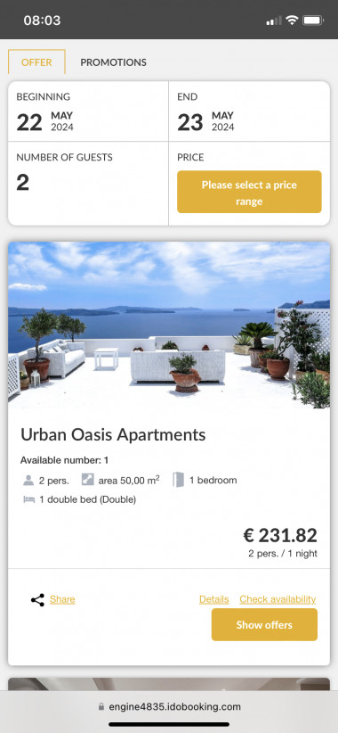 Sharing offers via Booking Engine - EN