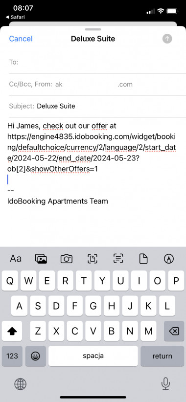 Sharing offers via Booking Engine - EN