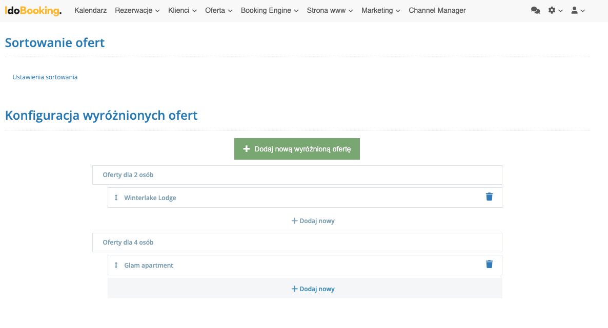 Konfiguracja wyróżnionych ofert w Booking Engine