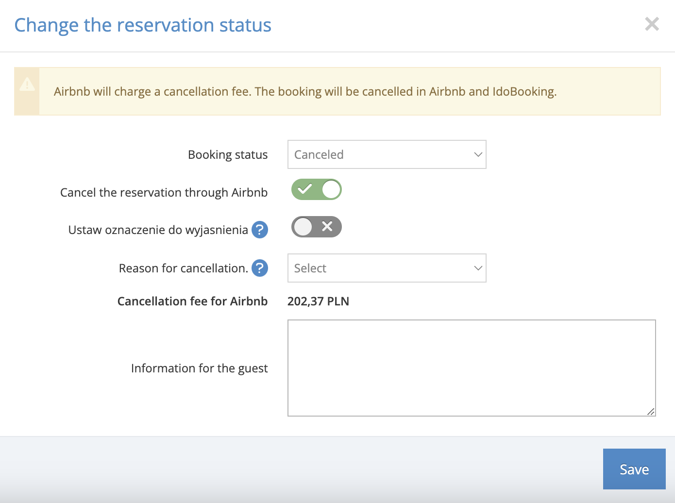 Ability to cancel Airbnb bookings from the IdoBooking panel