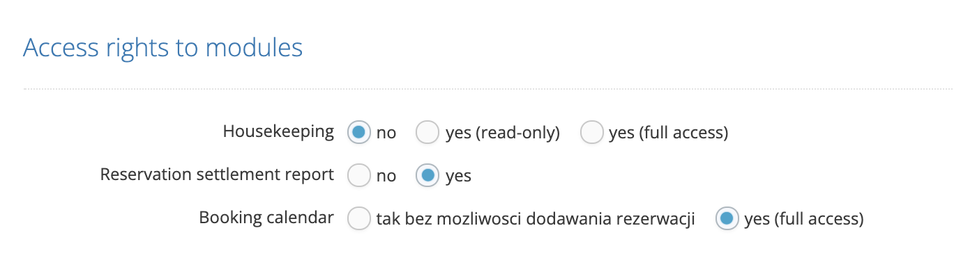acces to modules