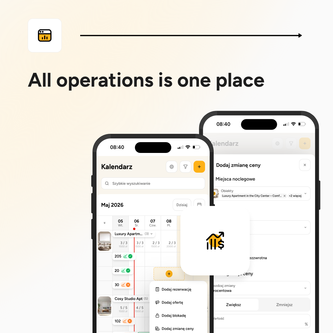 All operations in one place in IdoBooking