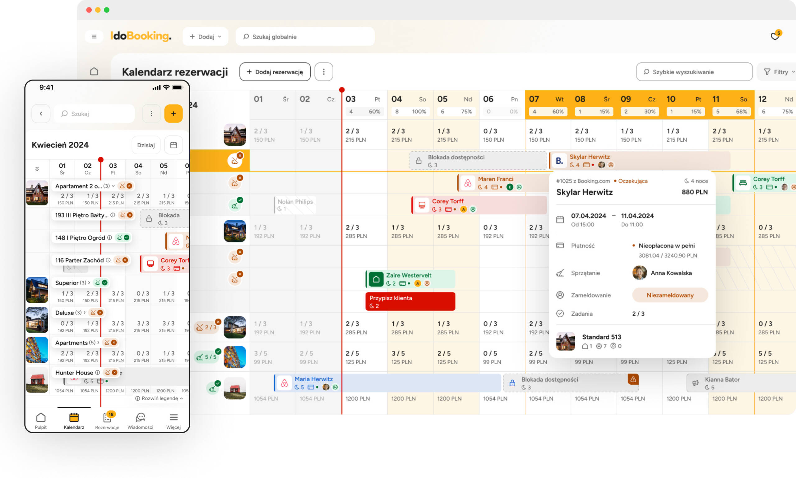 Multikalendarz dla obiektów noclegowych od IdoBooking