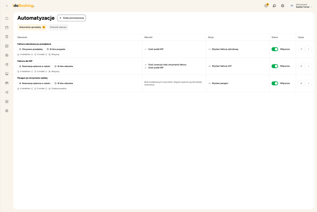 Reguły automatyzacji faktur IdoBooking